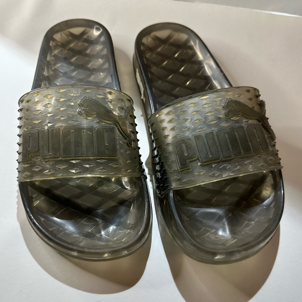 FENTY/PUMA BY RIHANNA Designer Light Gray Clear Slides Sandals Jellies Size 7/39
